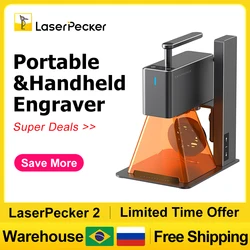 LaserPecker-Mini Gravador a Laser com Bluetooth, Máquina de Gravação Portátil, Papel, Madeira, Couro, Vidro Colorido, LP2, 5W, 2K