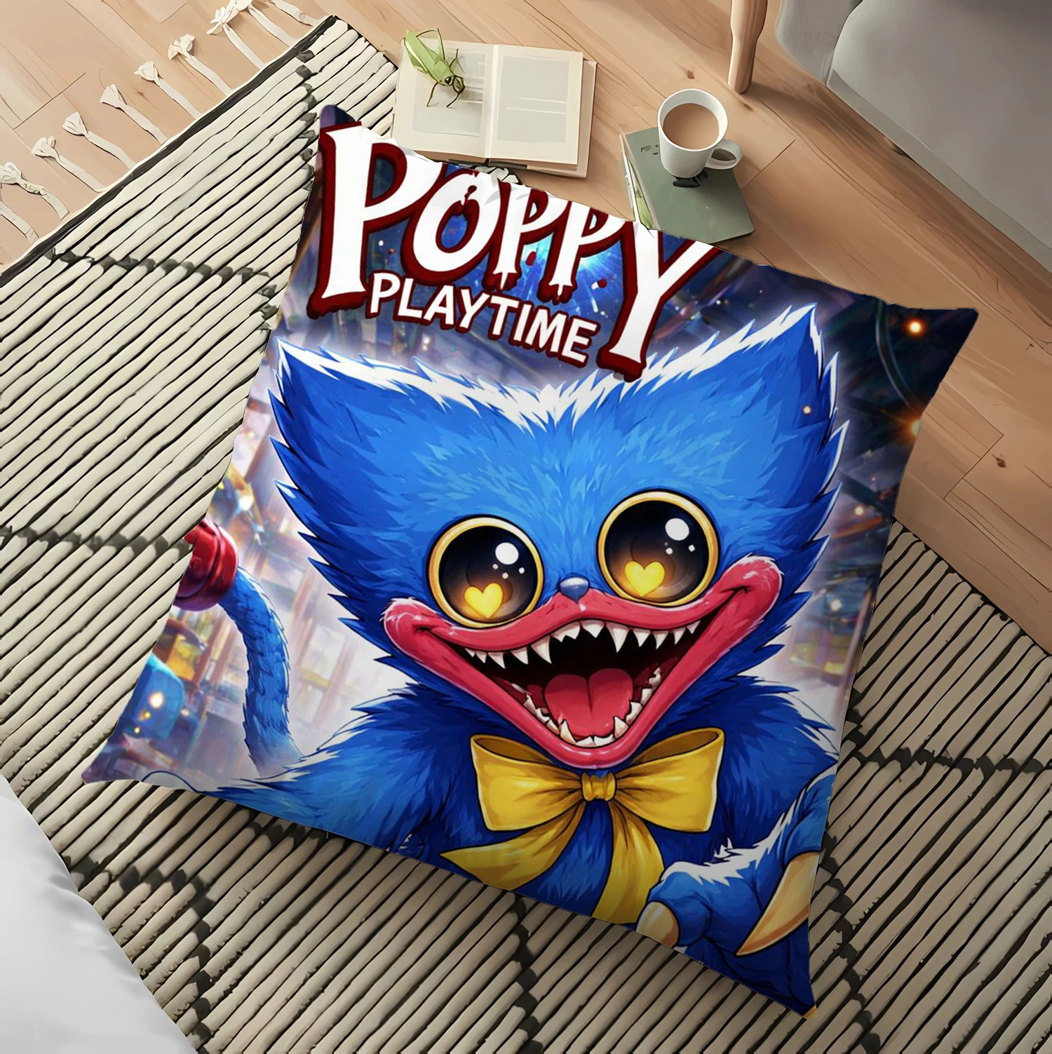Pillow Cases P&Poppys-Playtimes 45x45cm Anime Huggy Wuggy Throw Pillows Cover Bedroom Sofa Pillowslip Home Decoration Gift New