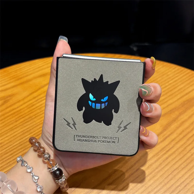 أنيمي لطيف الكرتون Gengar الليزر الجلود الملمس جراب هاتف ل Z أضعاف 7 6 5 4 Zflip6 Zflip7 FE Zflip5 Zflip4 غطاء مقاوم للصدمات #6