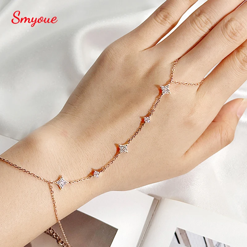 

Smyoue 14K Plated Certified Moissanite Bracelets for Women Girls 14-21cm Adjustable Chain Lab Diamond 100% Real Pure Silver 925