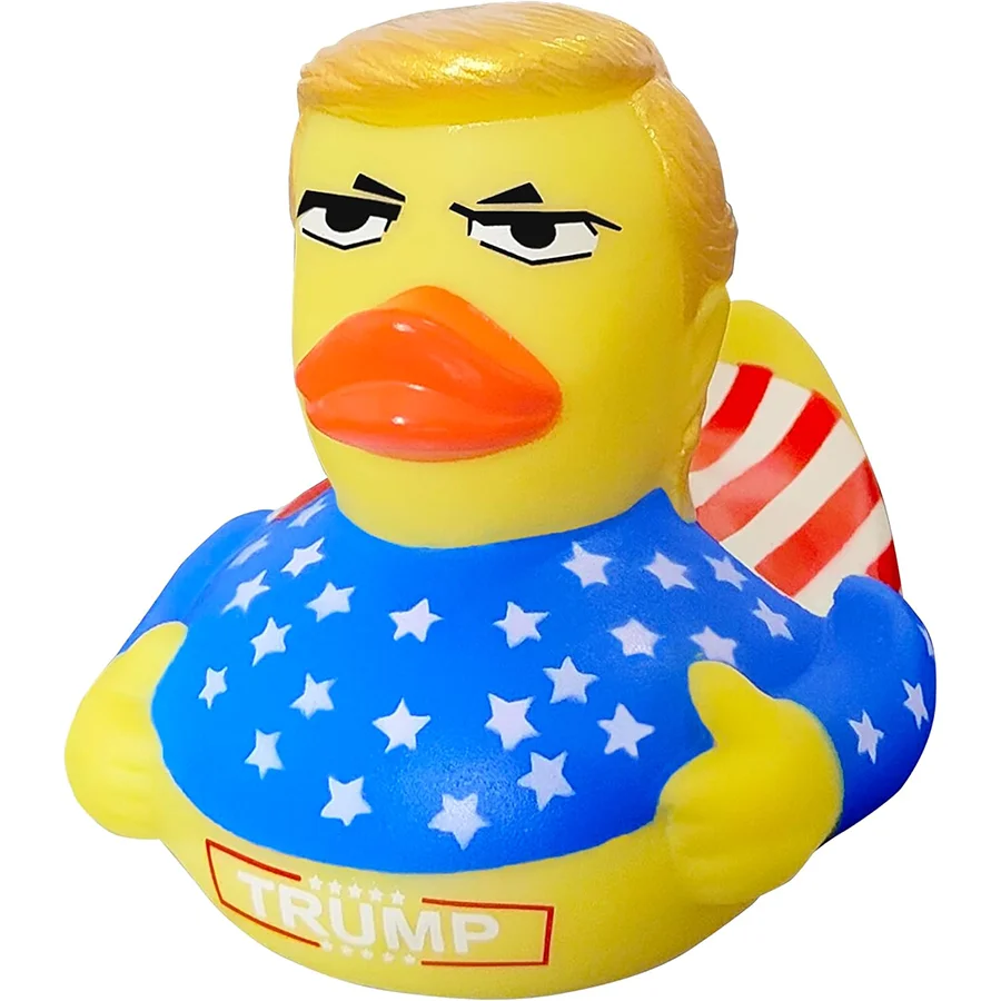 

Donald Trump Style Rubber Duck with Stars & Stripes - 4'' Jeep Car Dashboard Decor, Patriotic Bath Toy for Baby Shower & Pool Pa