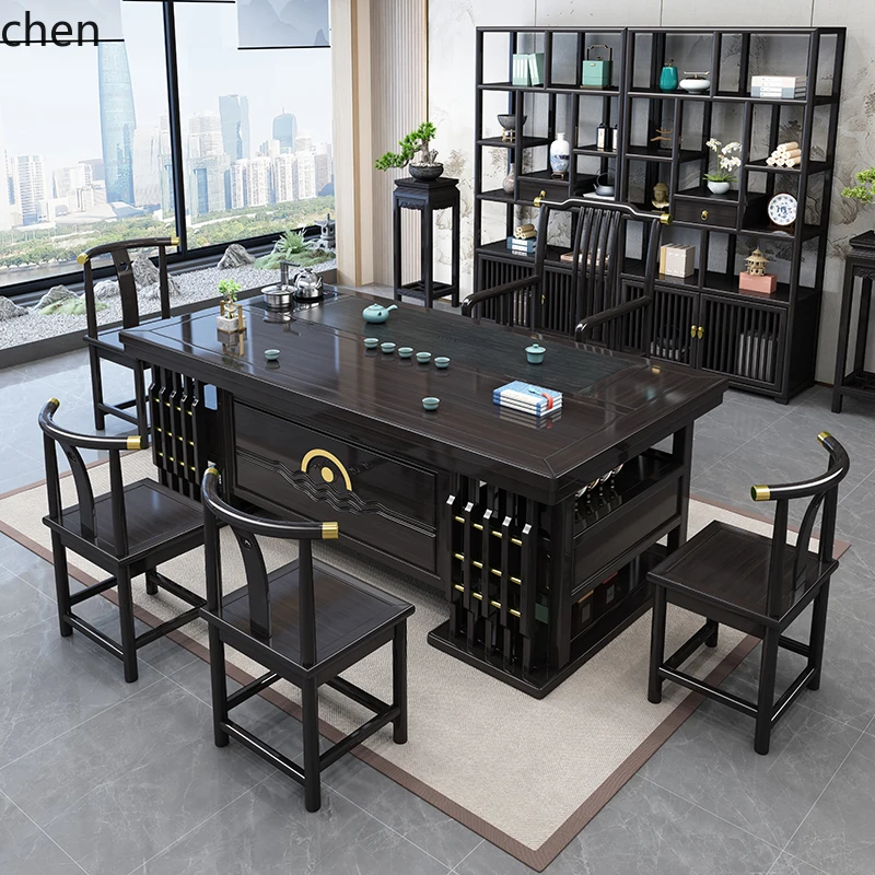 v3 tea table and chair combination office solid wood tea table set integrated household kung fu tea table