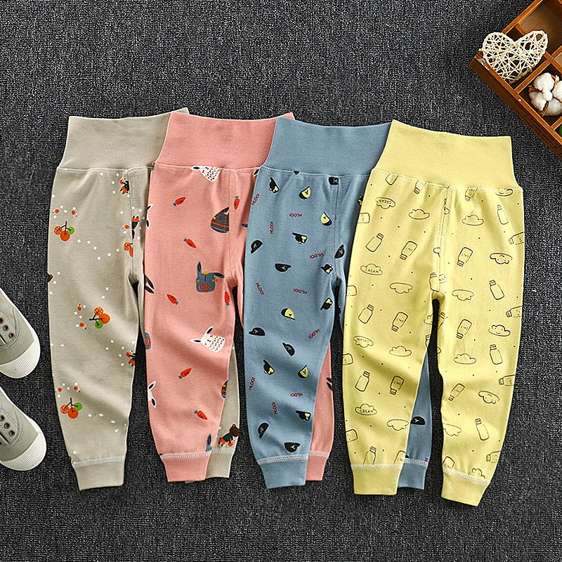 Baby Girls Boys Pants Toddler Bottoming Leggings Children Cotton Cartoon Trousers High Waist 2024 Autumn Newborn Kids Clothing