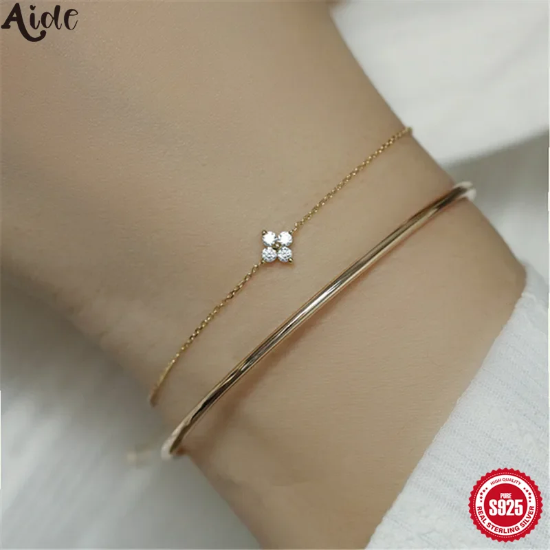 

Aide настоящее серебро S925 пробы мини циркон цветок кулон браслет-цепочка для женщин ювелирные изделия подарки золотые браслеты браслеты