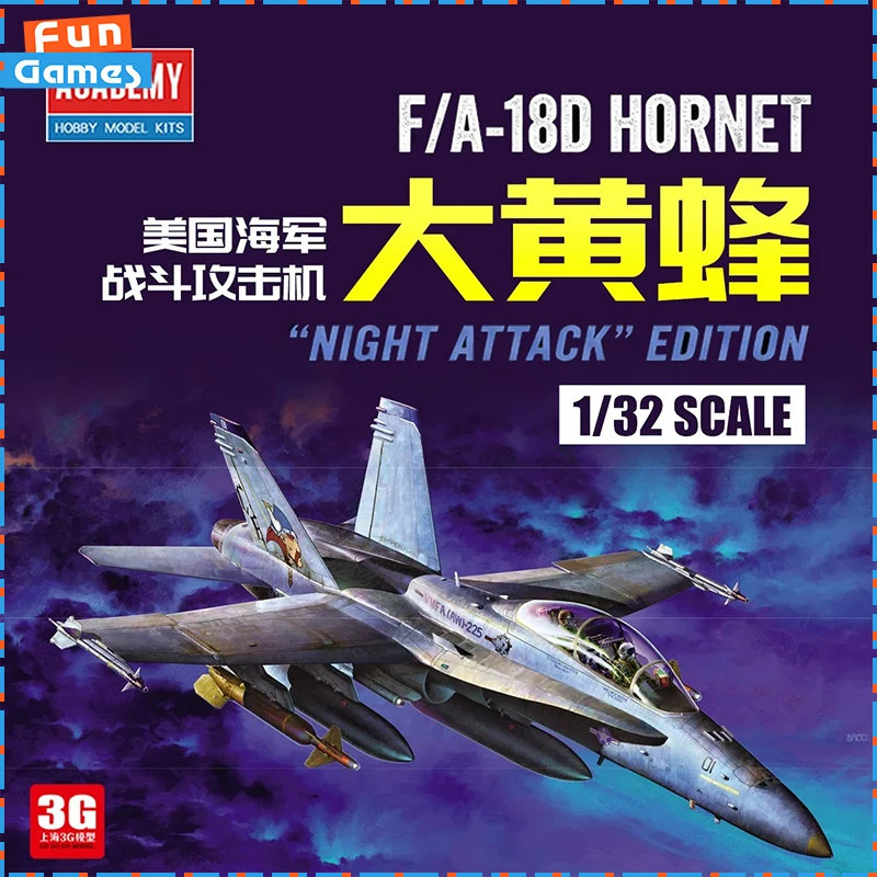 

Genuine Academy 12103 1/32 F/A18D Hornet Night Strike Fighter Handmade Assembly Plane Model Exquisite Collectible Ornament gifts