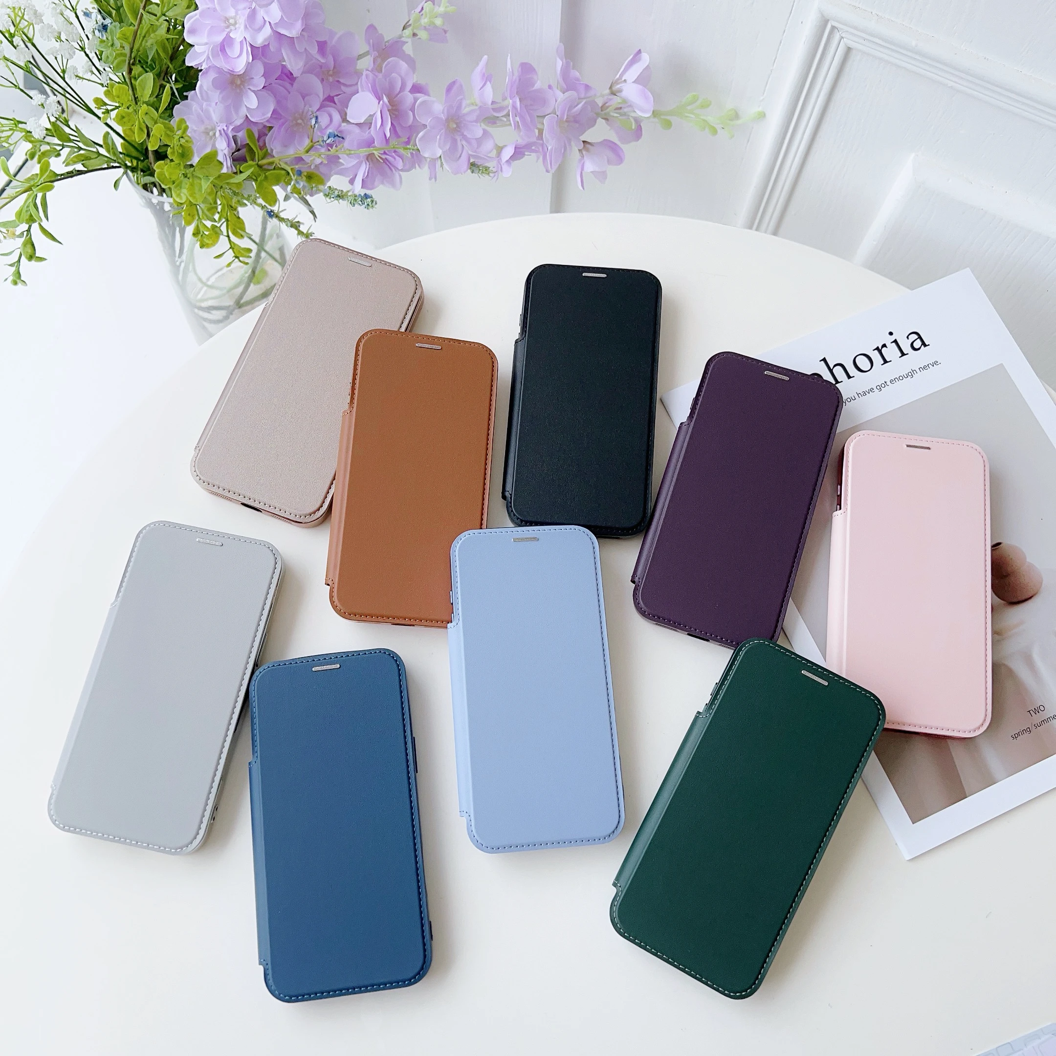 

Чехол-книжка из искусственной кожи в деловом стиле с беспроводной зарядкой для iPhone Air 17 Pro Max, сильный магнитный чехол-бумажник с отделениями для карт