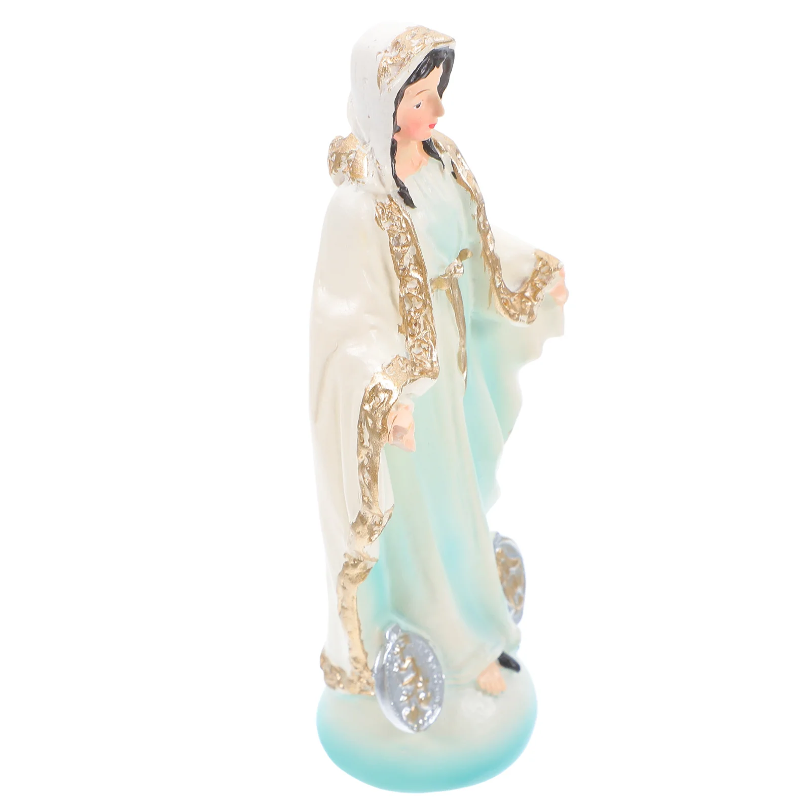 

Resin Mary Statue Virgin Ornament For Home Church Decor Desktop Religious Sculpture Miniature Blessed Mother Decoration