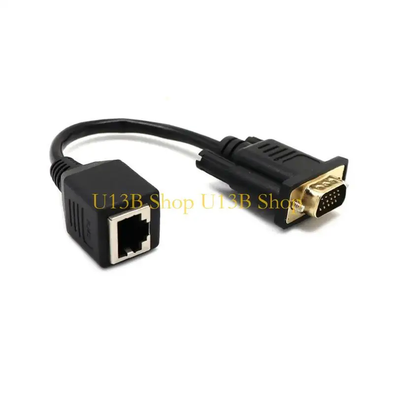 U13B VGA to RJ45 Adapters Cord 15cm/5.9in VGA to RJ45 Ethernet Port Converters Wire