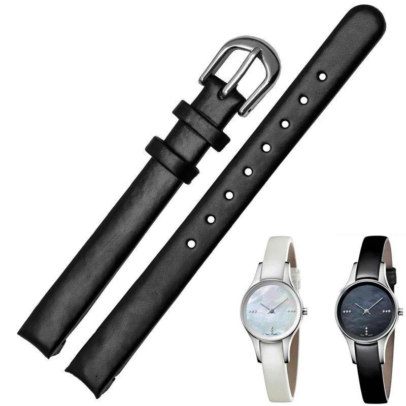 Waterproof Cowhide Leather Watchbands for CK Women 10mm K436lt K43231lt K432314e Breathable White Arc Interface Accessories