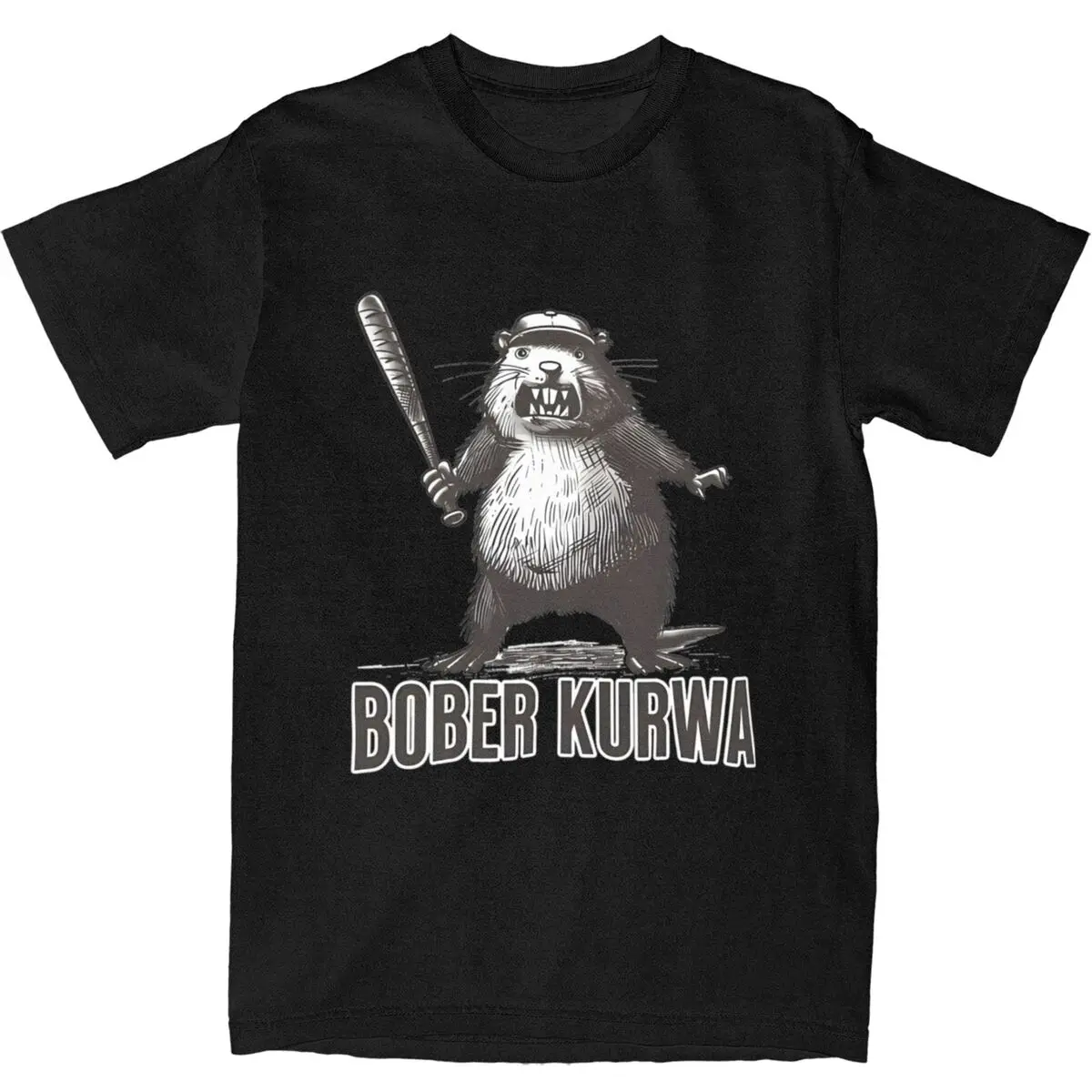 Vintage T-Shirt Bober Kurwa Bobr Kurwa Beaver Pure Cotton T-Shirts Hipster Tee Shirt for Mens Summer Y2K Retro Short Sleeve Tops