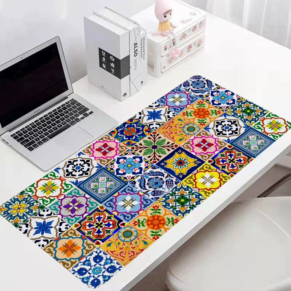 Moroccan Pattern Xxl Mouse Pad 900x400 Gaming Setup Accessories Desk Mat Desktops Pc Gamer Mousepad Mats Keyboard Extended Large