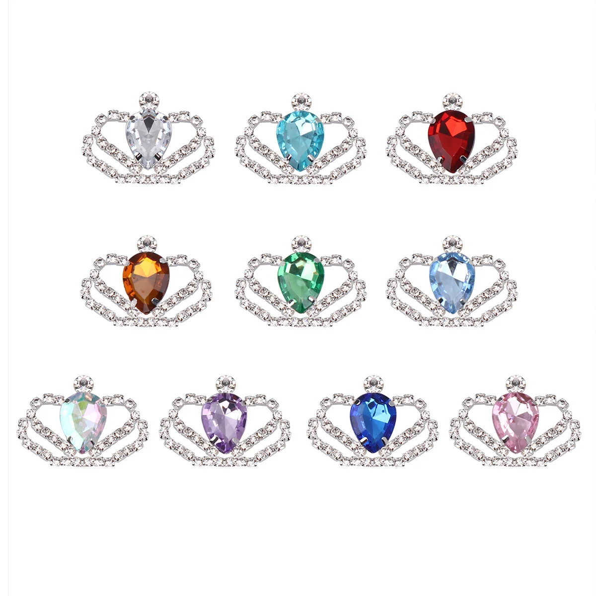 

10pcs Crown Decoration Patches Durable Crystal Design For Diy Jewelry Making Alloy Rhinestone Accessory Craft Wedding Party