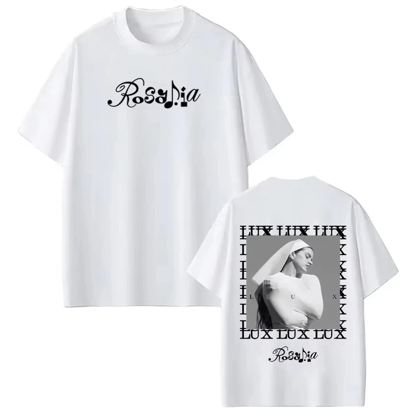 

Футболка с принтом Singer Rosalía LUX Album Tour 2026, модная футболка для мужчин и женщин, хлопковая летняя футболка с короткими рукавами, винтажный эстетический топ