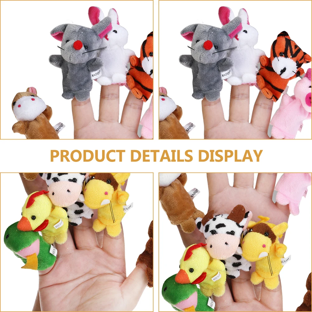 

12pcs Zodiac Finger Puppets Comfortable Wear Resistant Animal Storytelling Hand Puppets Bright Colors Cloth Material