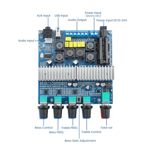 AIYIMA Audio mejorado TPA3116 Placa amplificadora para subwoofer 2,1 amplificador HiFi USB DAC Bluetooth 5,0 amplificadores de potencia 2x50W + 100W