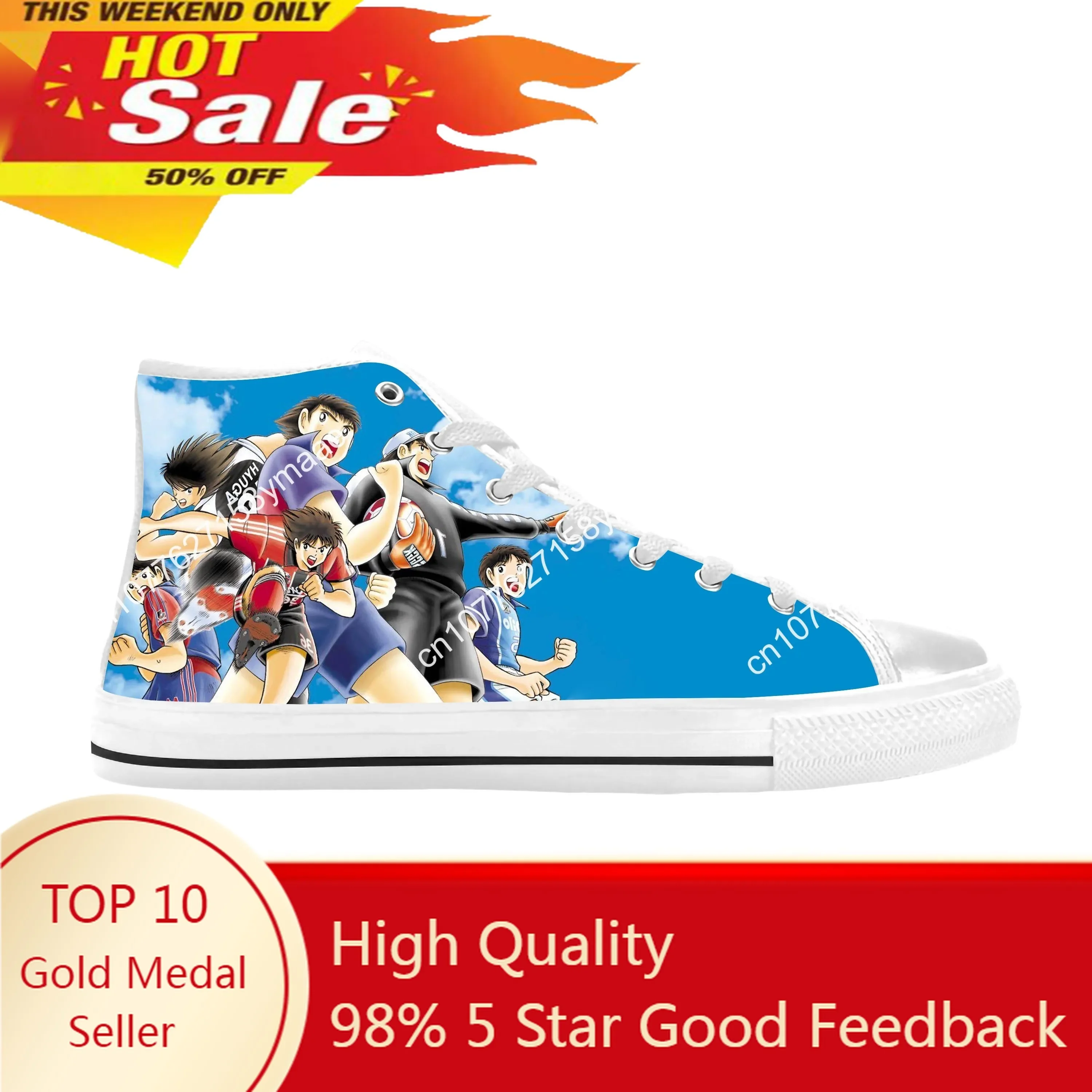 

Anime Manga Cartoon Captain Tsubasa Ozora Tsubasa Casual Cloth Shoes High Top Comfortable Breathable 3D Print Men Women Sneakers