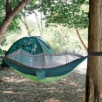 Outdoor Camping Hammock With Mosquito Net Lightweight Hanging Hammocks High Strength Parachute Fabric Hanging Bed Net 260x160cm