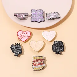 Custom Girl Woman Power Enamel Pins More Self Love Brooch Lapel Badges Backpack Heart Shape Jewelry Gifts for Friends Wholesale