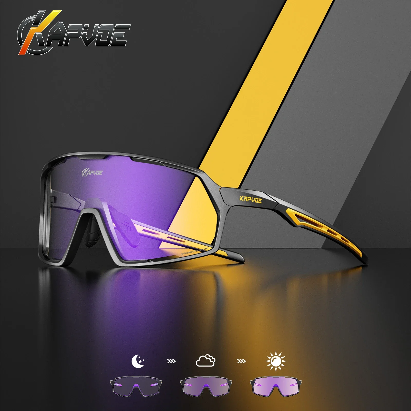 Kapvoe Photochromic Cycling Sunglasses Man MTB Climbing Glasses Outdoor Sports Bike Glasses Women Driving Bicycle Goggles UV400