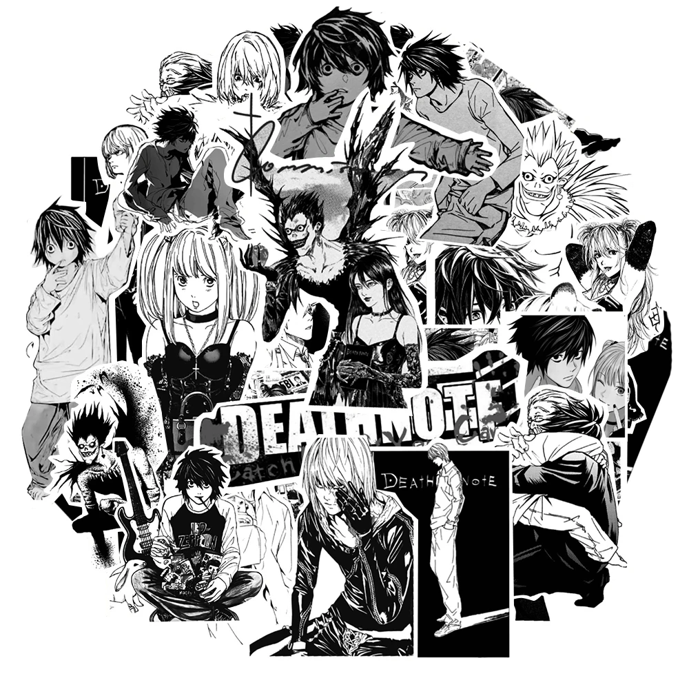 10/30/72pcs Cool Anime Death Note Stickers Black White Manga Sticker DIY Phone Notebook Guitar Laptop Cartoon Graffiti Decal Toy
