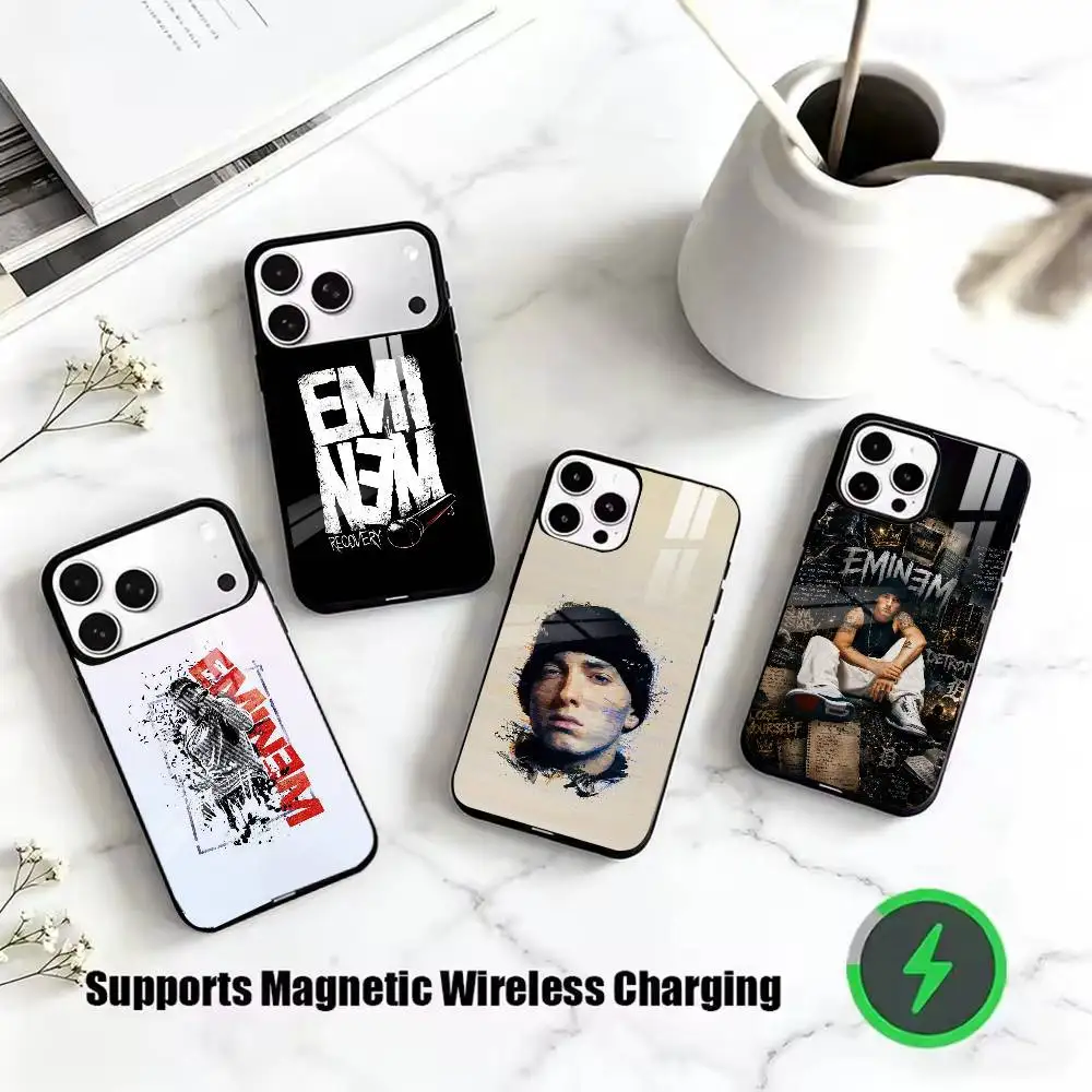 E-Eminem King of Hip Hop cool singer Wireless Magnetic Charge Phone Case For iPhone 18,17,16,15,14,13,12,11Plus,Pro,Max