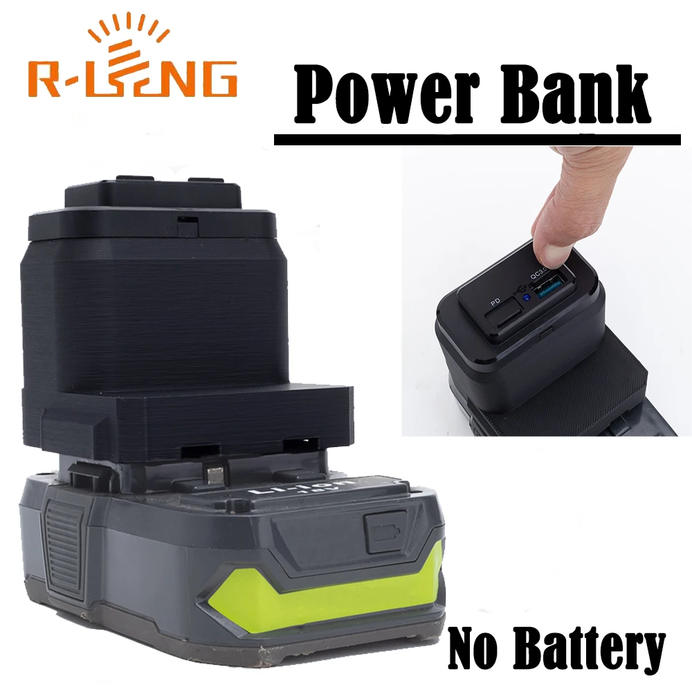 Power Bank for Roybi ONE+18V P102 Lithium Battery Charger W/ USB /Type-C Holder Adapter Fast Charging (Not a Battery Charger)