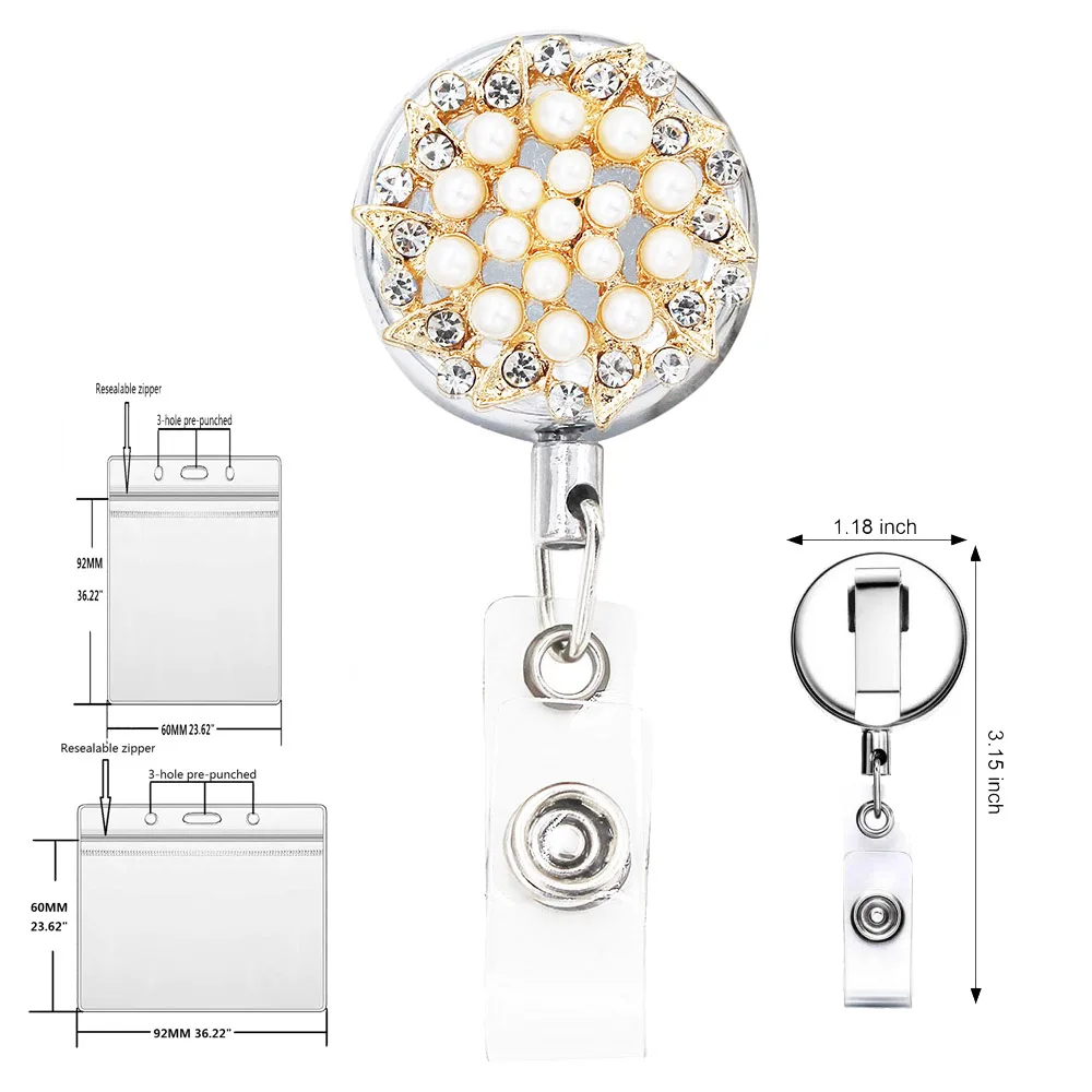 Nurse Badge Name Plate Door Id Holder Heavy Duty Retractable Reel Belt Clip Steel Cord Metal Case Release Hook