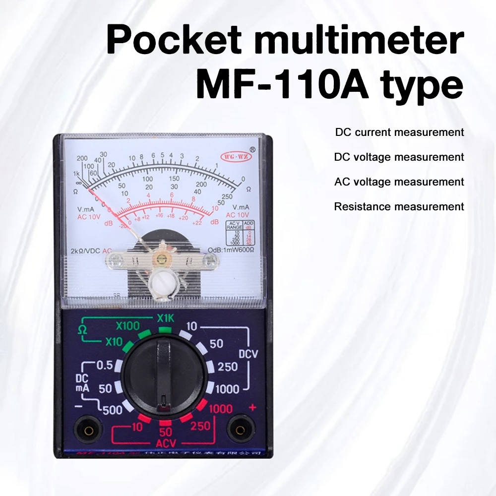 MF-110A Pocket Analog Multimeter Mini Portable Pointer Multimeter Student Household Handheld AC DC Voltage Current Ohm Tester