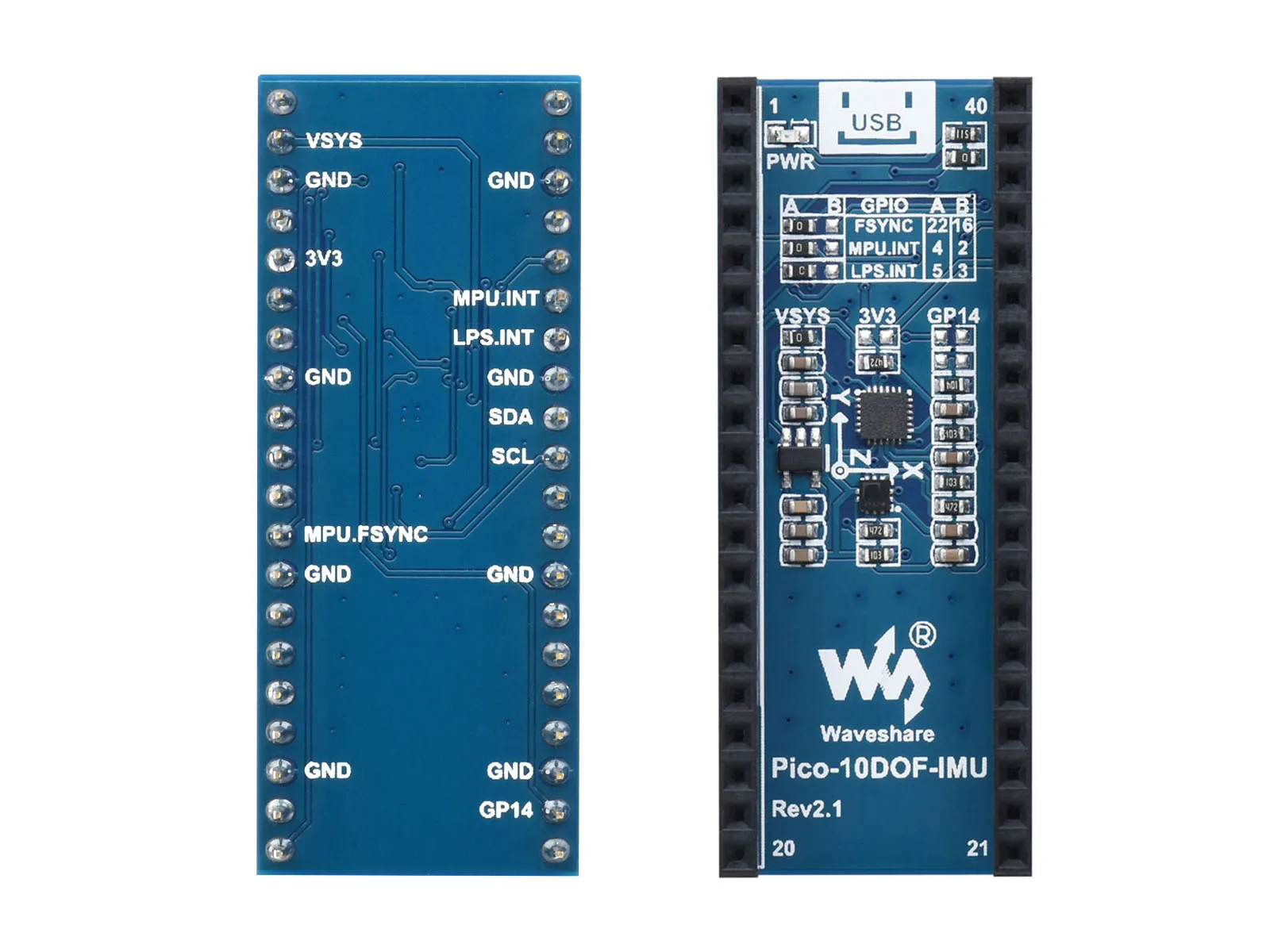 

Waveshare 10-DOF IMU Sensor Module For Raspberry Pi Pico, Onboard ICM20948 And LPS22HB Chip, an IMU sensor expansion module