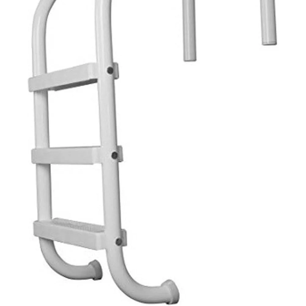 Polymer Finish Inground Pool Step Ladder with Swimming Pool Ladder and Railing Anchor Socket Winter Cover, Pack of 2, White