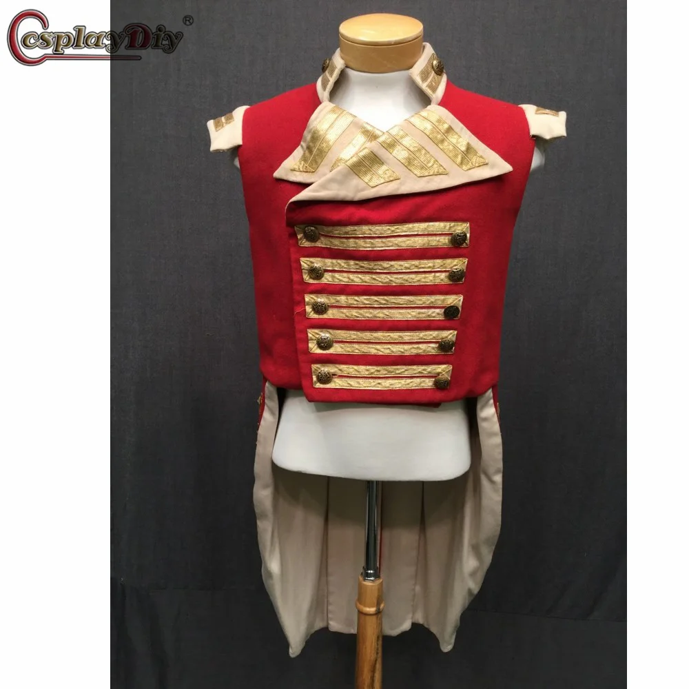 Abrigo militar de cola dividida roja para hombre del siglo XIX, chaleco de boda con baile para hombre, traje de fiesta victoriano Medieval