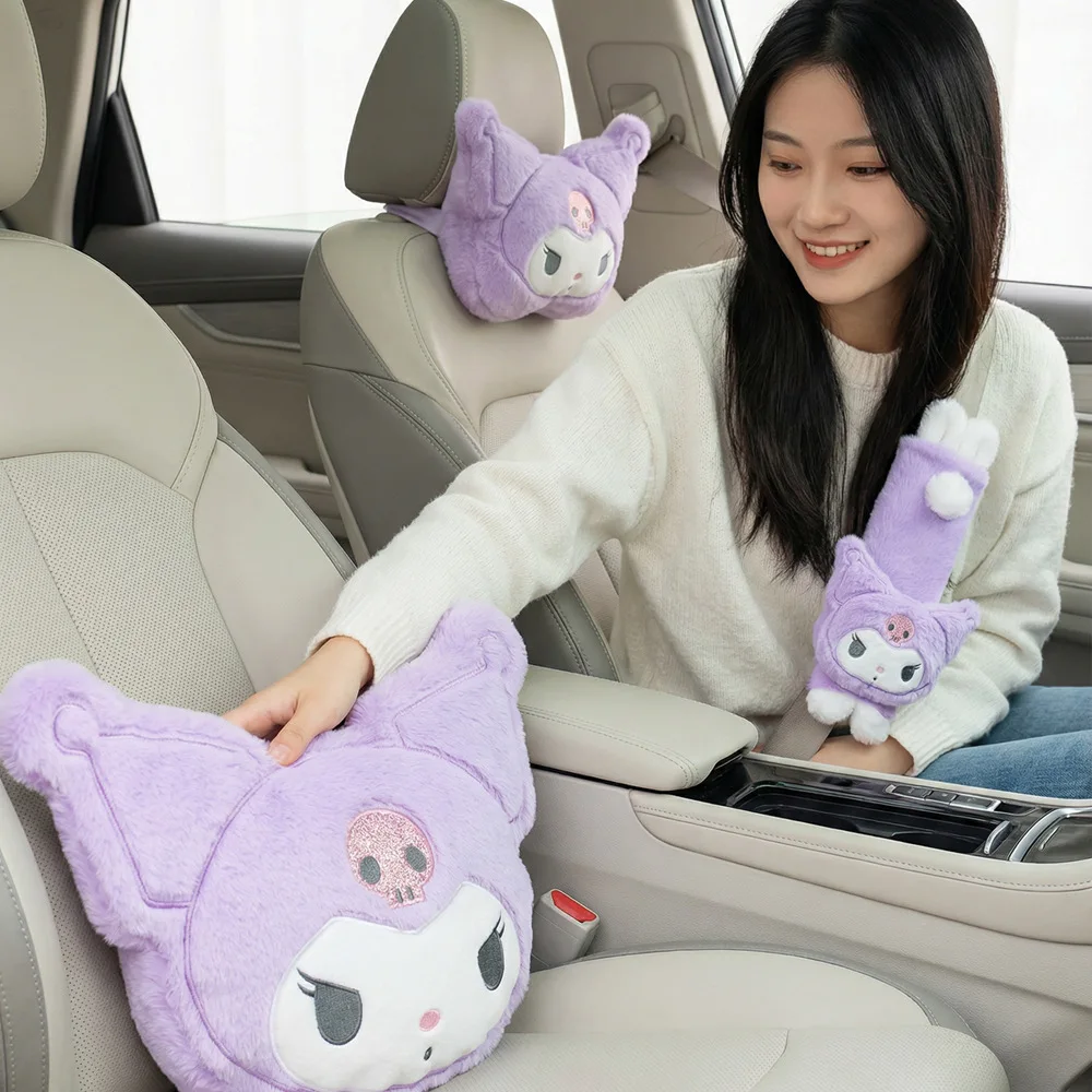 

Melody Hello Kitty Car Headrest Pillow Neck & Lumbar Support Cushion Adjustable Soft Seat Belt Shoulder Sleeve Pad