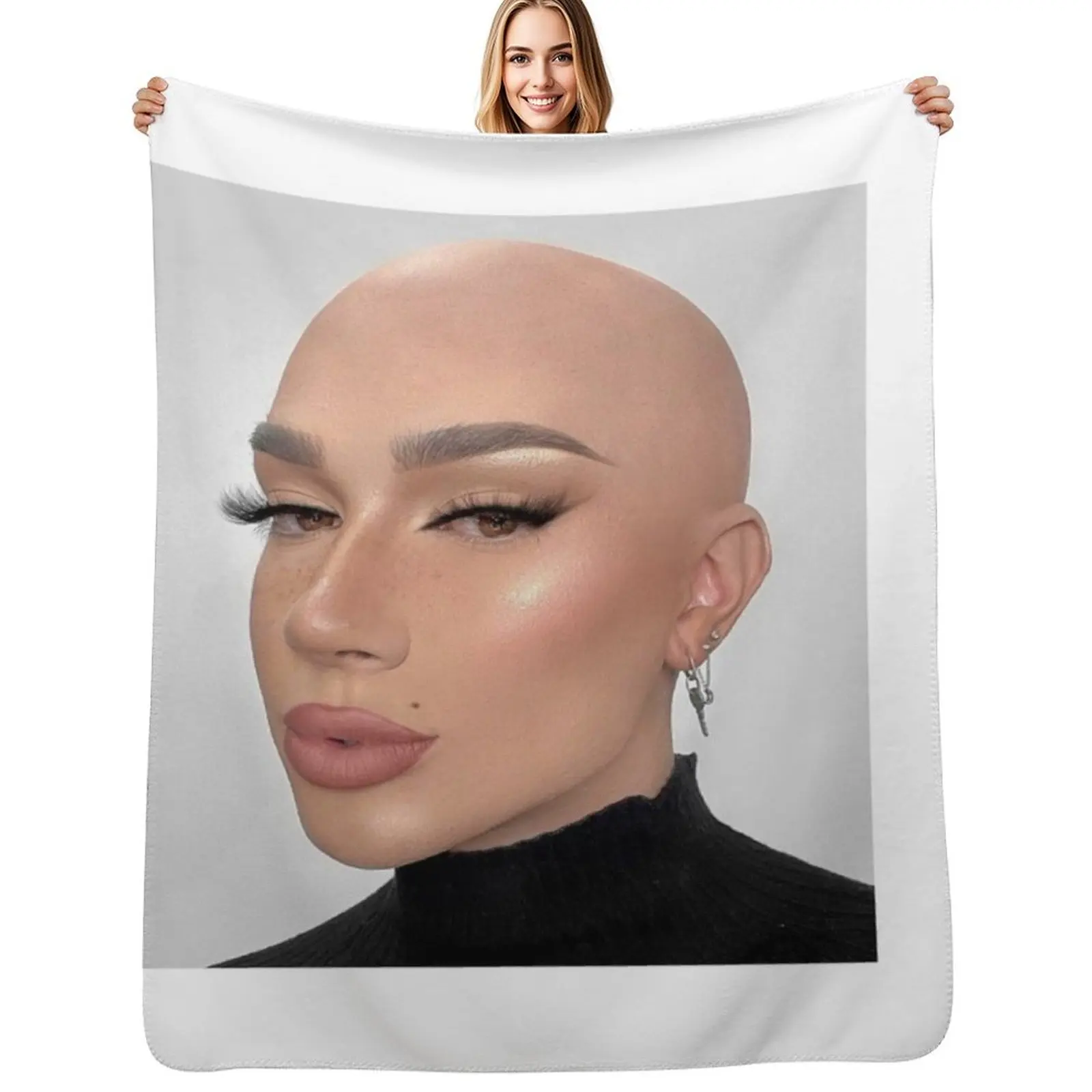 

James Charles Bald Throw Blanket Cozy Home Blanket Gift for Christmas Holiday