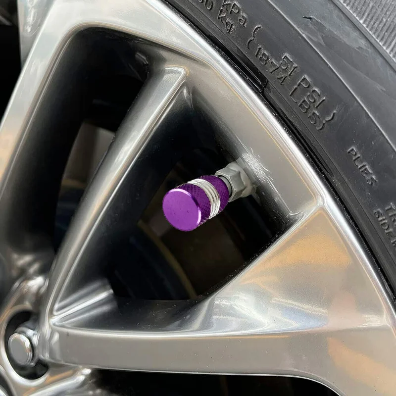 4PCS ALUMINUM METAL TIRE/RIM VALVE/WHEEL AIR PORT DUST COVER STEM CAP PURPLE