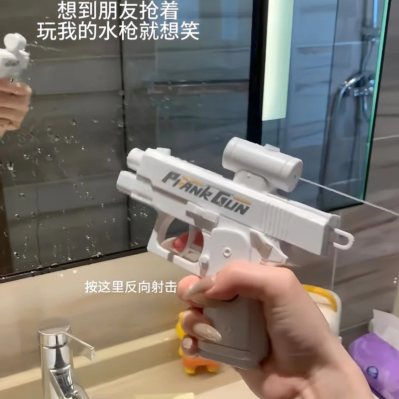 Pistolet à eau de farce, pistolet à eau bidirectionnel de farce – Spray auto-sousant avant et arrière, cadeau de Gag hilarant et jouet fantaisie pour les fêtes, l'été