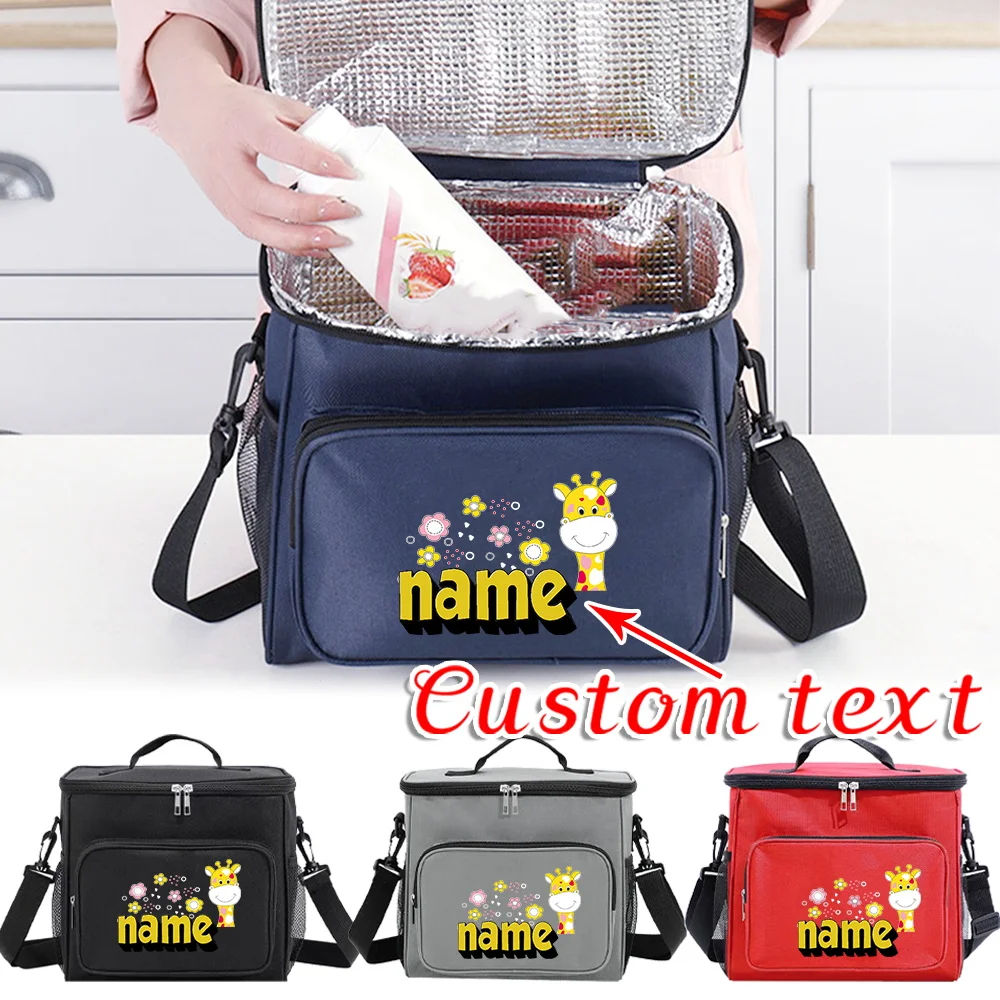 Customized Name Lunch Bag Insulated Storage Box Insulated Handbag Waterproof Camping Lunch Box Refrigerated Food Storage Box