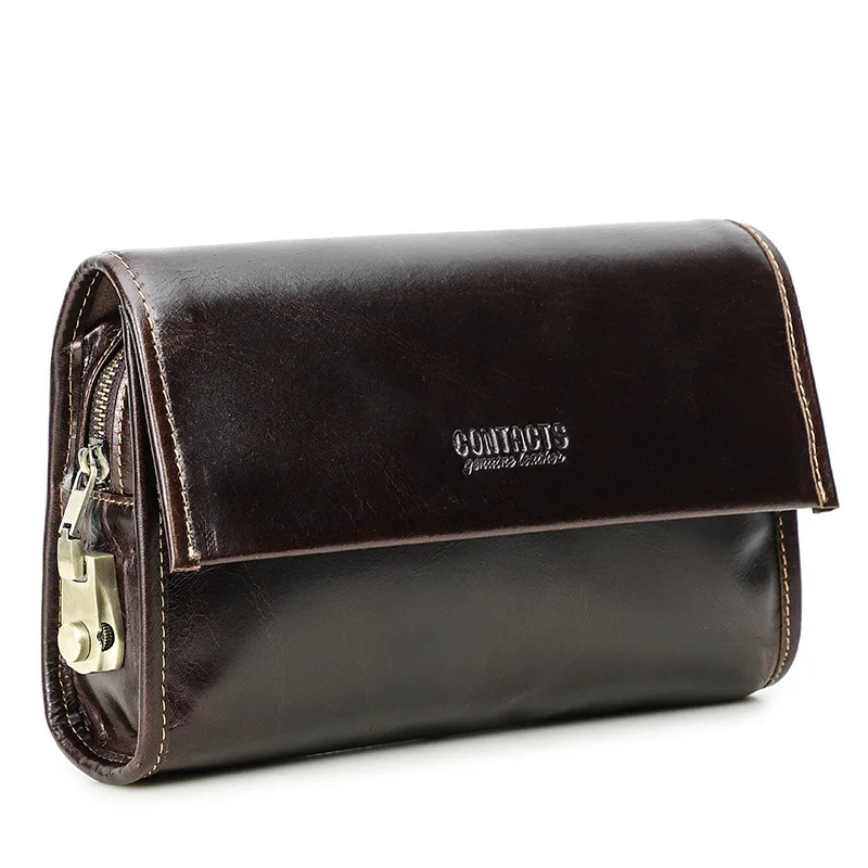 New Korean Version Head Layer Cowhide Password Lock Storage Business Leisure Fashion Men's Genuine Leather Hand Grab Bag Wallets