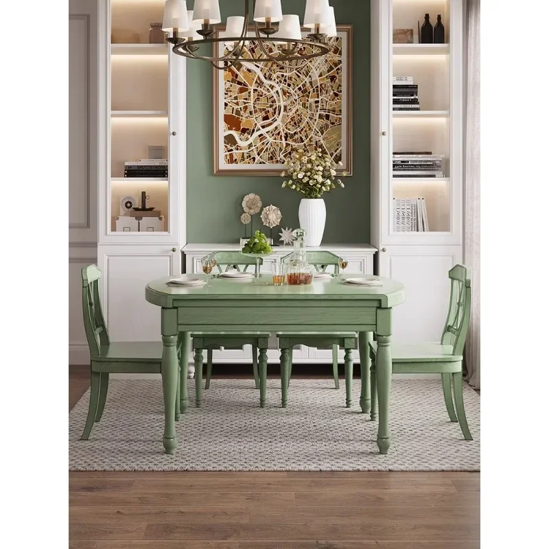 

-American Ash Household Folding Dining Table Retractable Multifunctional Round Table Small-sized Solid Wood Round