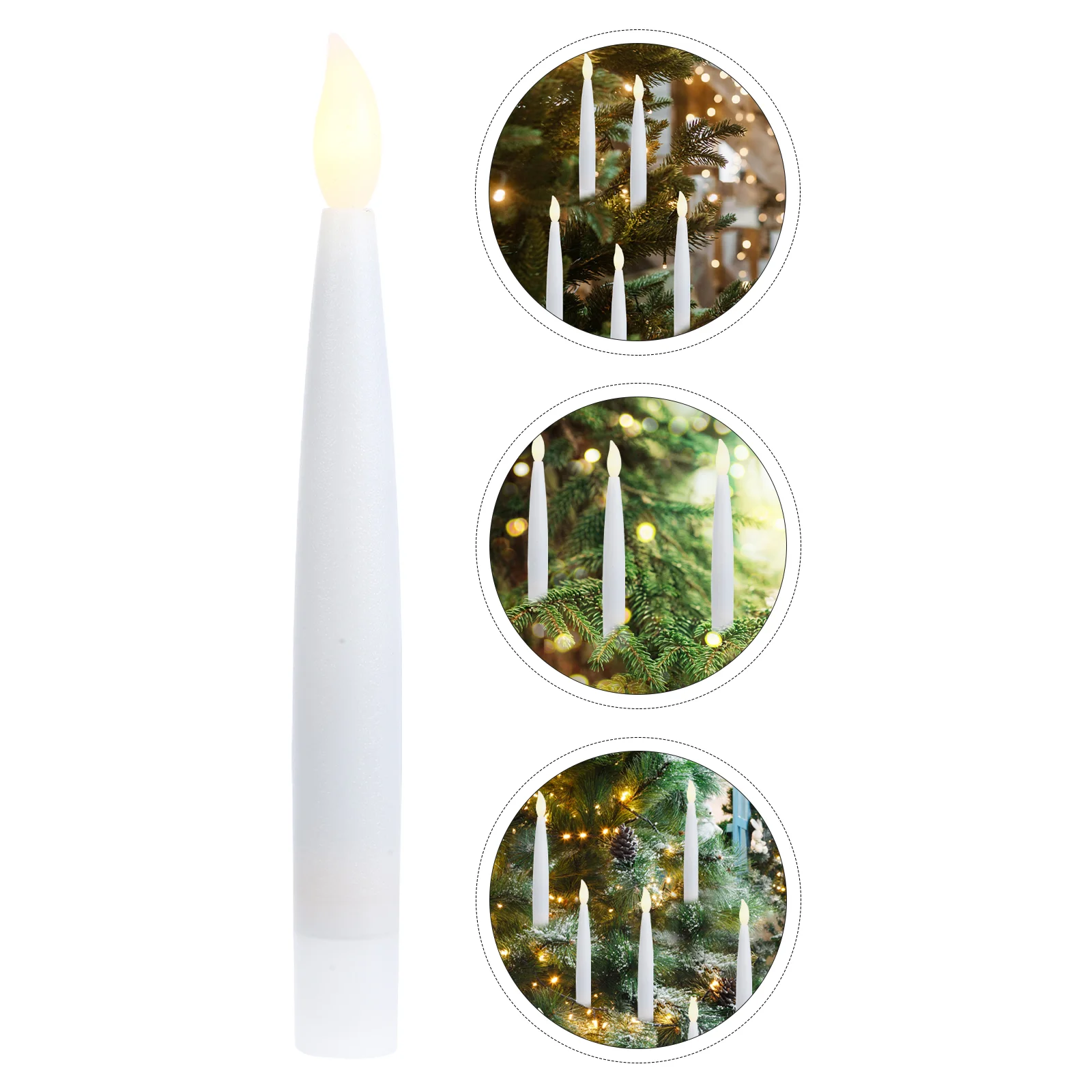 Christmas Candles Decoration Fake Tree Shaped Taper Flameless White LED Lamp Bead Light