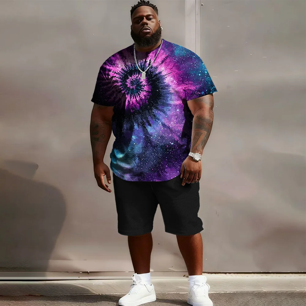 

S-9xl Комплект больших размеров с короткими рукавами большого и высокого размера с переливающимся ловом — легкая смесь хлопка, минималистичный Rainbow Sheen,