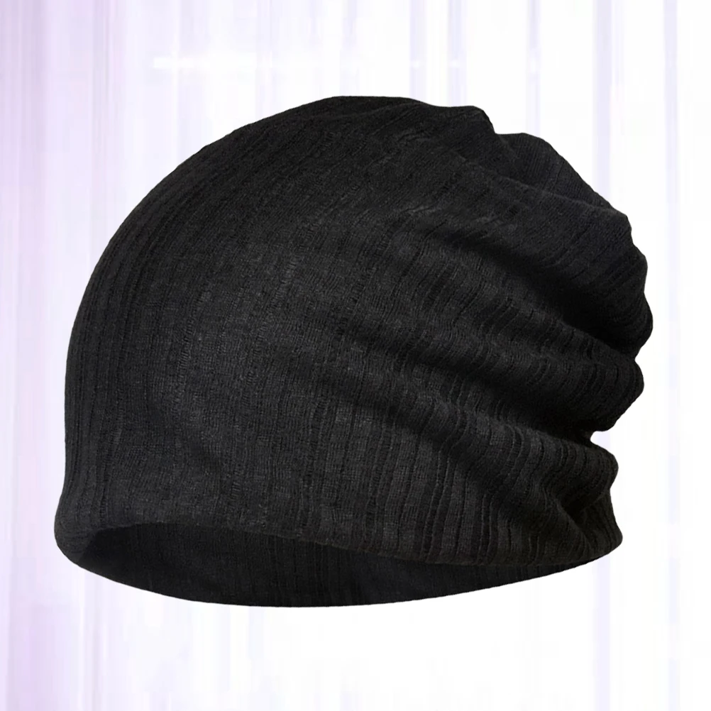 

Versatile Hat Beanie Neckerchief Turban Cap Cotton Black Soft Lightweight Breathable Skin Friendly Non Fading Comfortable Wear