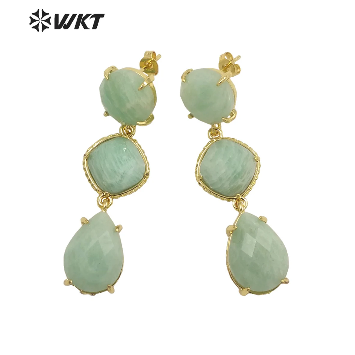 WT-E689 WKT 2022 Meisjes Feest Mode Accessoires Natuurlijke Edelsteen Gouden Plaat Oorbellen Mooi Cadeau Trend Sieraden Nieuw