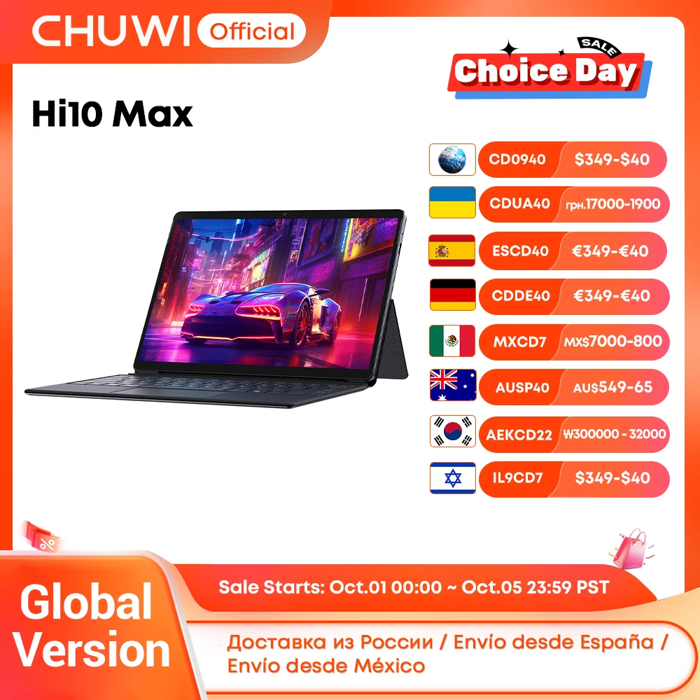 CHUWI 2 в 1 Hi10 Max Планшетный ПК 12