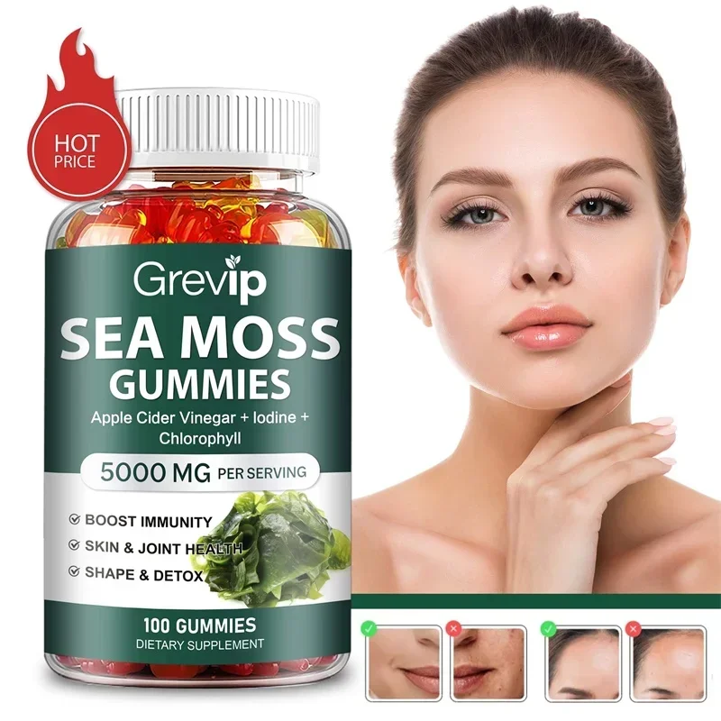 

Sea Moss Gummies 5000mg - Improve Immunity Supports Thyroid Health Anti-Aging Antioxidant Detox Beauty Health Non-Gmo