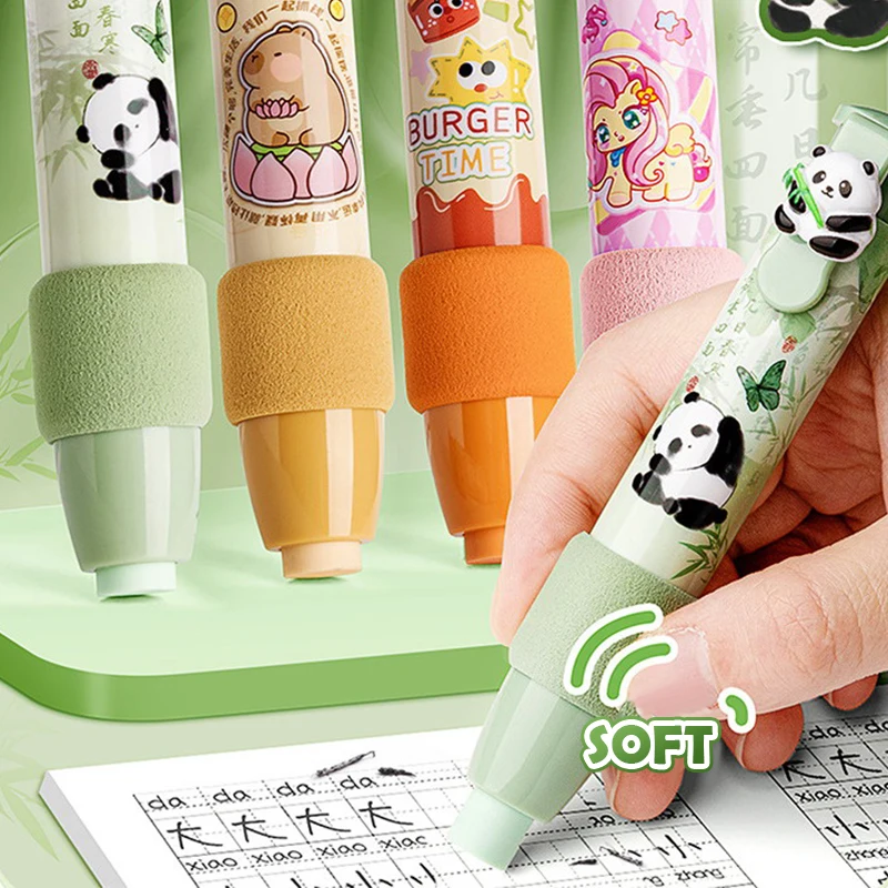 Creative Sliding Retractable Pencil Eraser Cartoon Capybara Slide Erasers Cute Student Rubber Eraser School Office Supplies