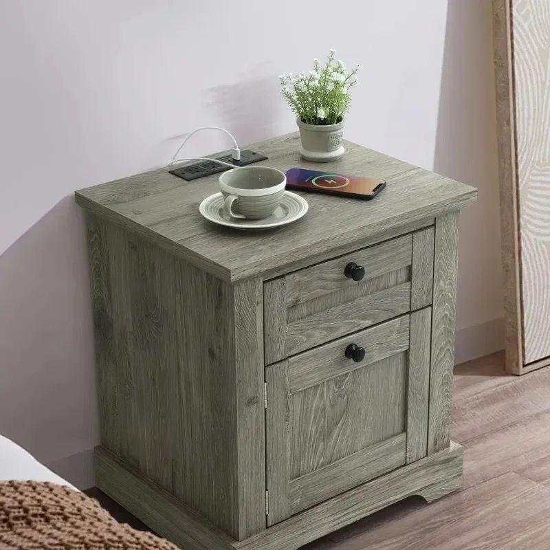 2025 New Hot Selling Modern Natural Wood Single Drawer Storage Bedside Table for Bedroom Living Room Side Cabinet