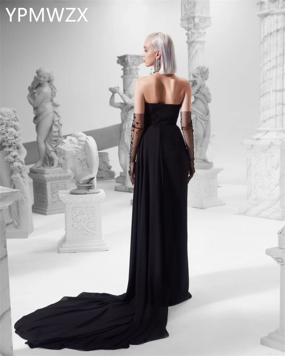 Customized Prom Gown Formal Evening Dress Party Occasion YPMWZX Strapless Column Floor Length Skirts Bespoke  Dresses W