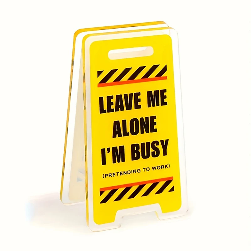 1/2pcs Acrylic Desk Sign "Leave Me Alone, I'm Busy" - Humorous Office Decor, Unisex Gift For Coworkers, Versatile Room Decor
