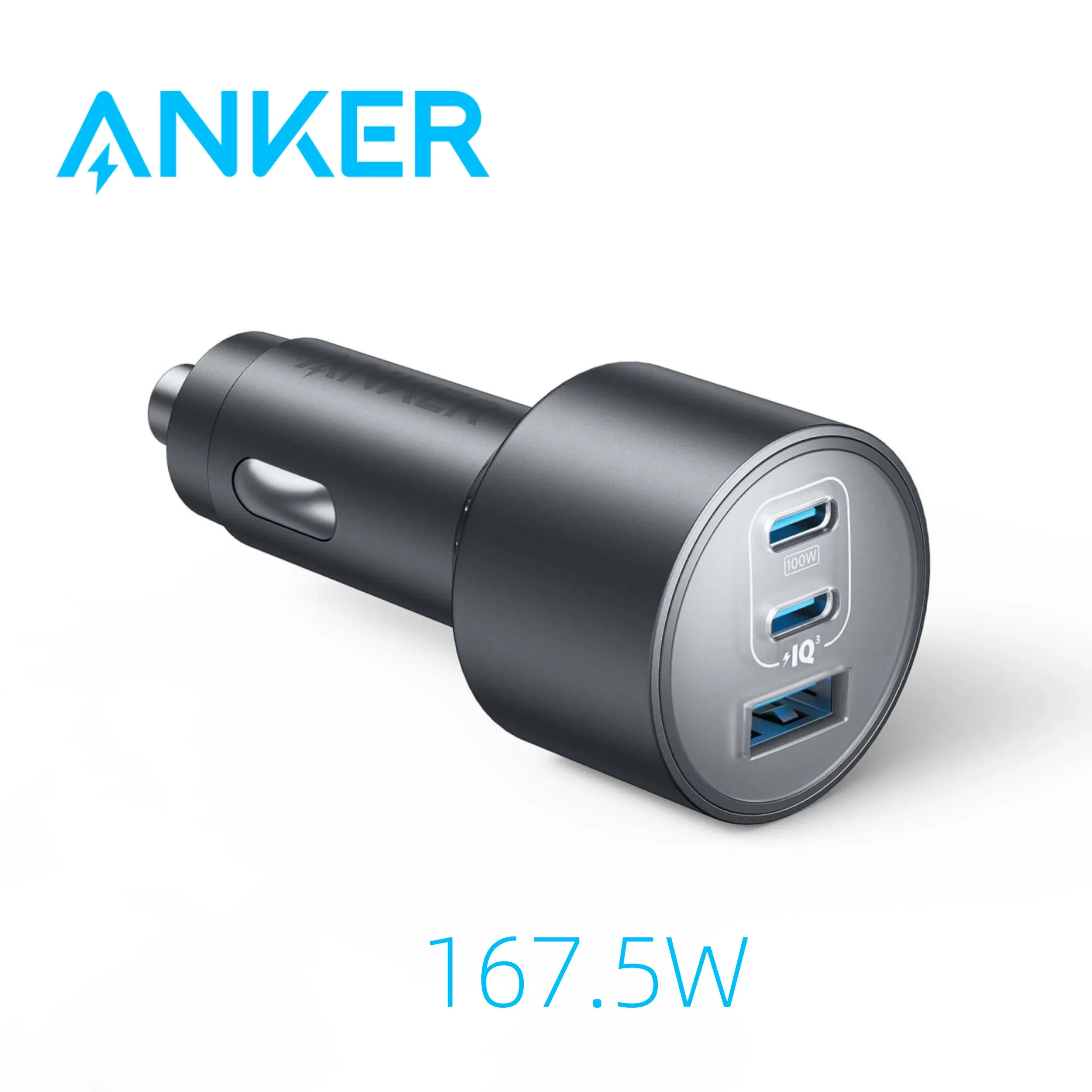 شاحن سيارة Anker-us ، شاحن سيارة سريع 3 منافذ W Max ، MacBook Pro ، Air ، iPhone 15 ، 14 ، 13 S24 ، S23