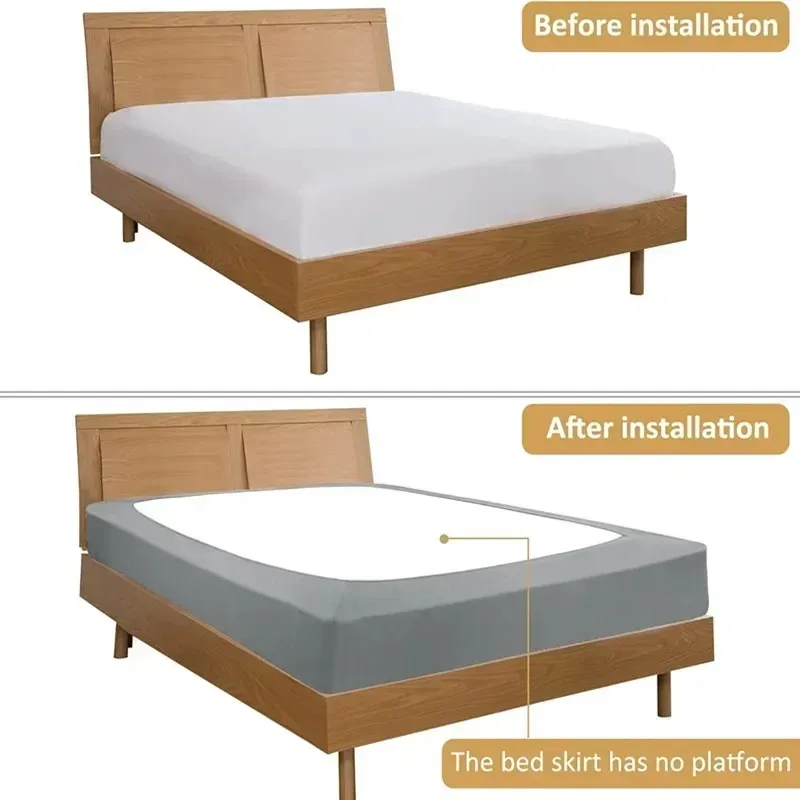 Universal Box Spring Protective Cover 360° Wrap Elastic Wrinkle Free Washable Bed Frame Cover for King Queen Full Twin Size Bed